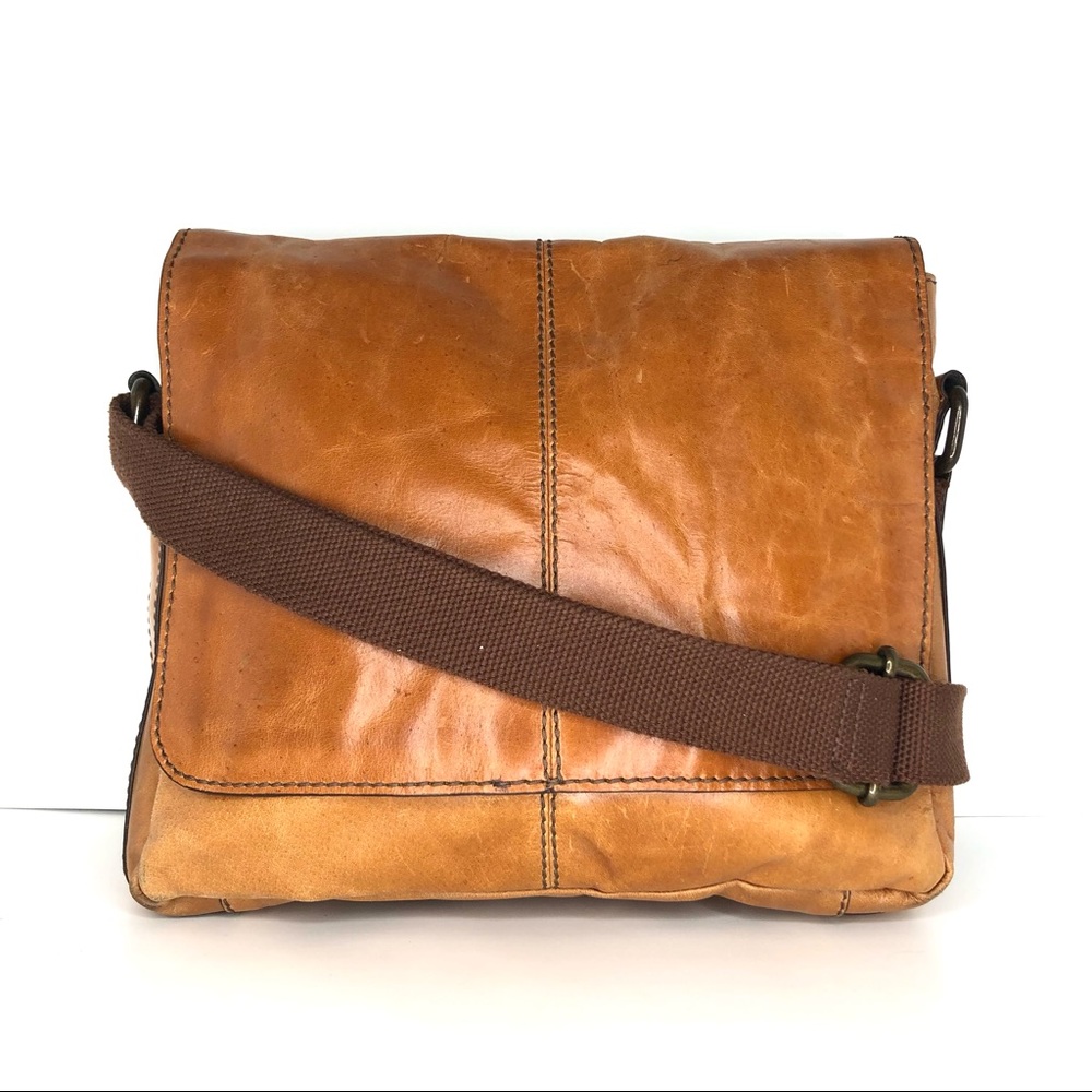 Fossil Tan Leather Messenger Bag